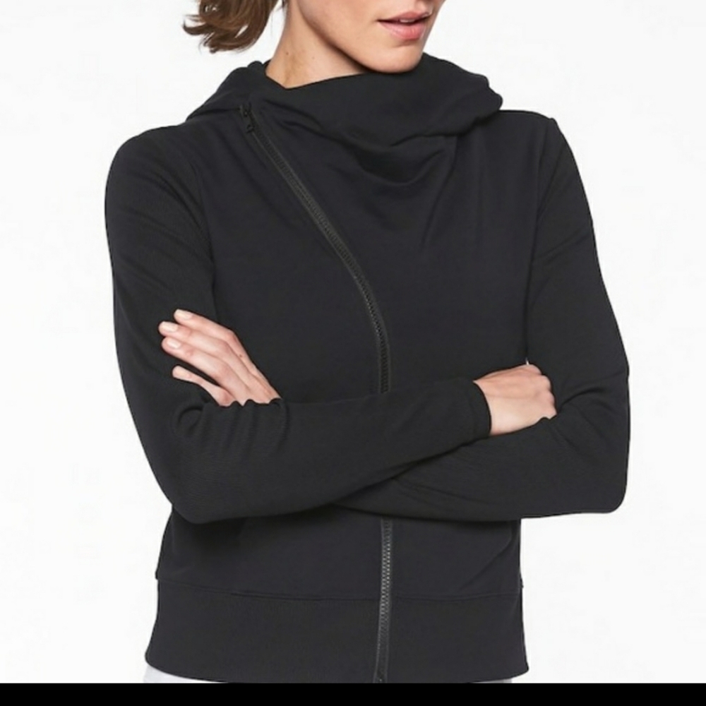 Athleta Black Malabar Asymmetrical Hoodie, Large